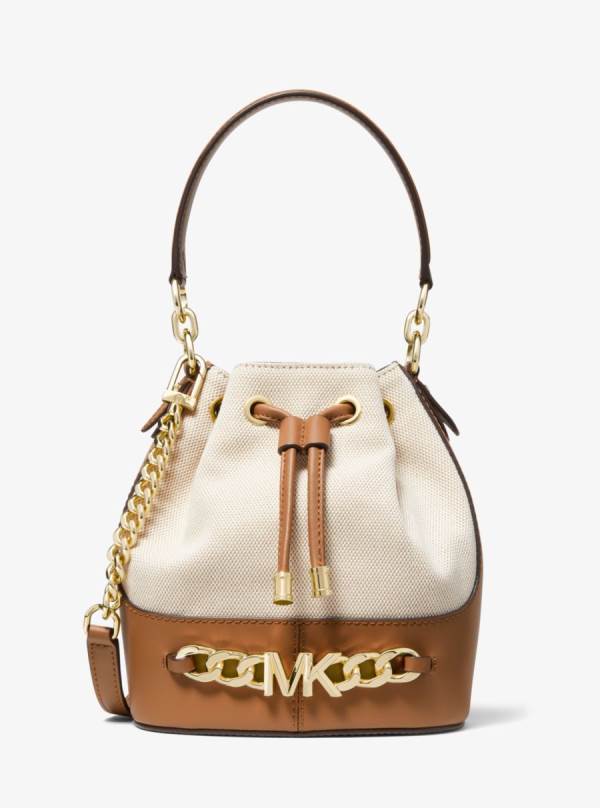 Damske Prenosná Taška Michael Kors Devon Small Canvas Bucket Béžové - Kabelky Michael Kors Slevy | DMEAY-0348